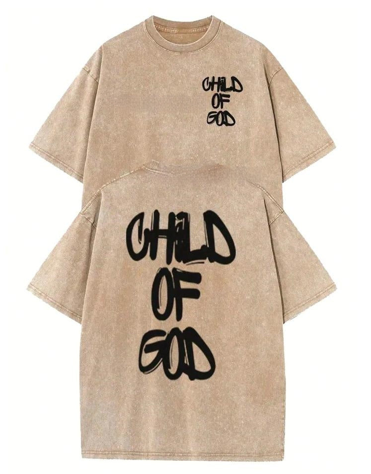 Men's 3d Vintage Printed Round Neck Casual Sports T-shirt Short Sleeve Child Of God