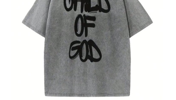 Men's 3d Vintage Printed Round Neck Casual Sports T-shirt Short Sleeve Child Of God
