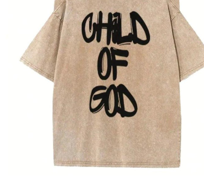 Men's 3d Vintage Printed Round Neck Casual Sports T-shirt Short Sleeve Child Of God